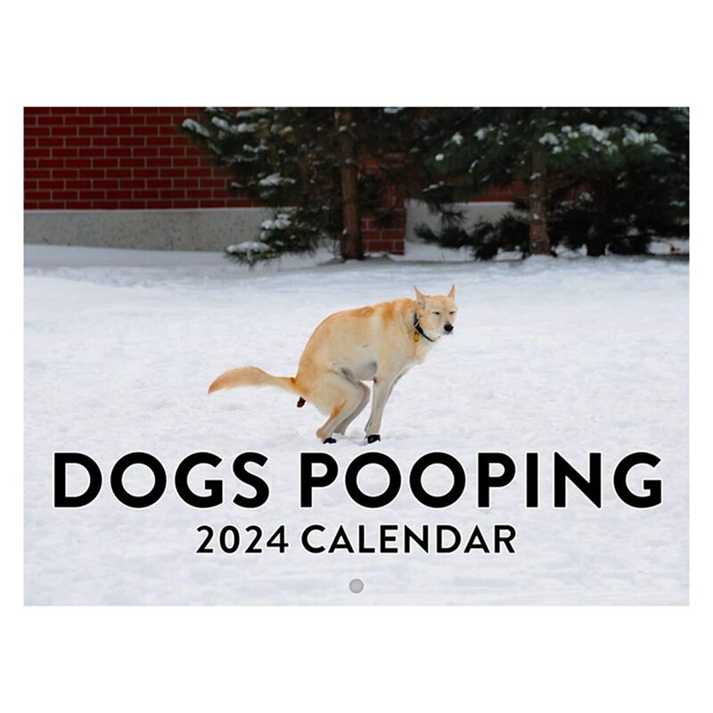 Dogs Pooping 2024 Wall Calendar Funny Dog Pattern 2024 Wall Calendar for New Year Christmas Gifts