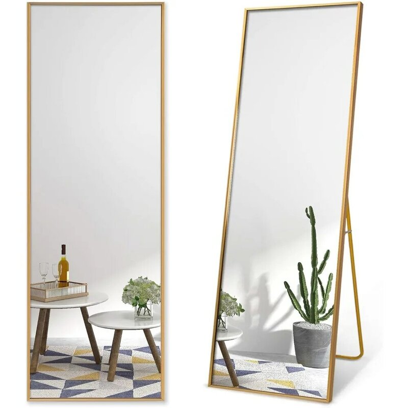 Miroirs de sol dorés avec cadre fin en alliage d'aluminium, pour la chambre à coucher et le salon, 63 "x 20"