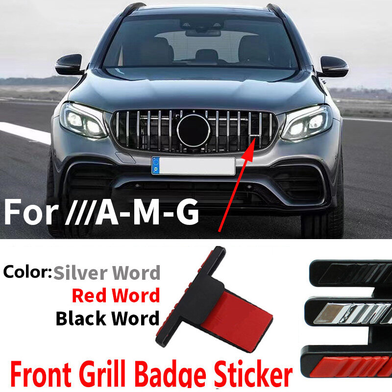 ABS Car Front Hood Grill Badge Grille Emblem Sticker For Mercedes Benz AMG Letter Logo W176 W210 W212 W213 W211 GLA GLC CLS GLK