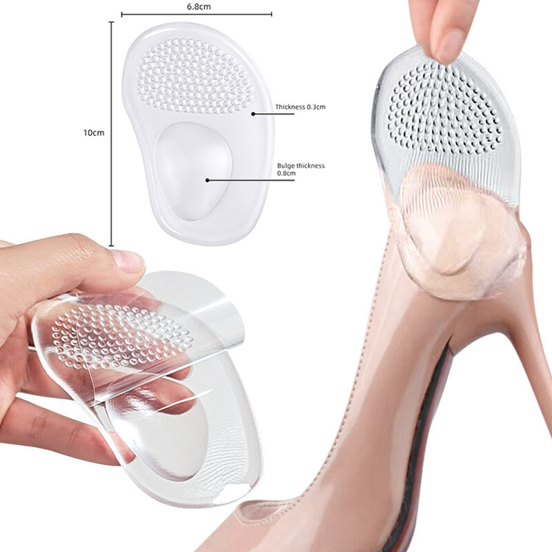 Almofada antiderrapante de silicone para cuidados com os pés, saltos GEL para alívio da dor, almofadas antepé para mulheres, palmilhas ortopédicas, inserções de sandálias, inserções de sapatos