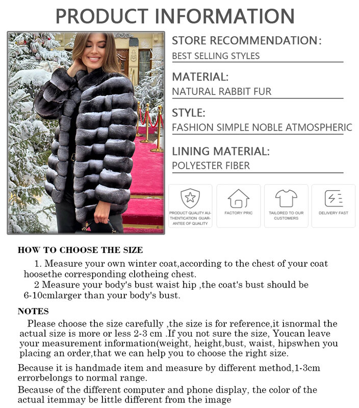 Winter Natural Rex Rabbit Fur Coat Women Short Fur Jackets Chinchilla Fur Best Seller Real Fur Jacket