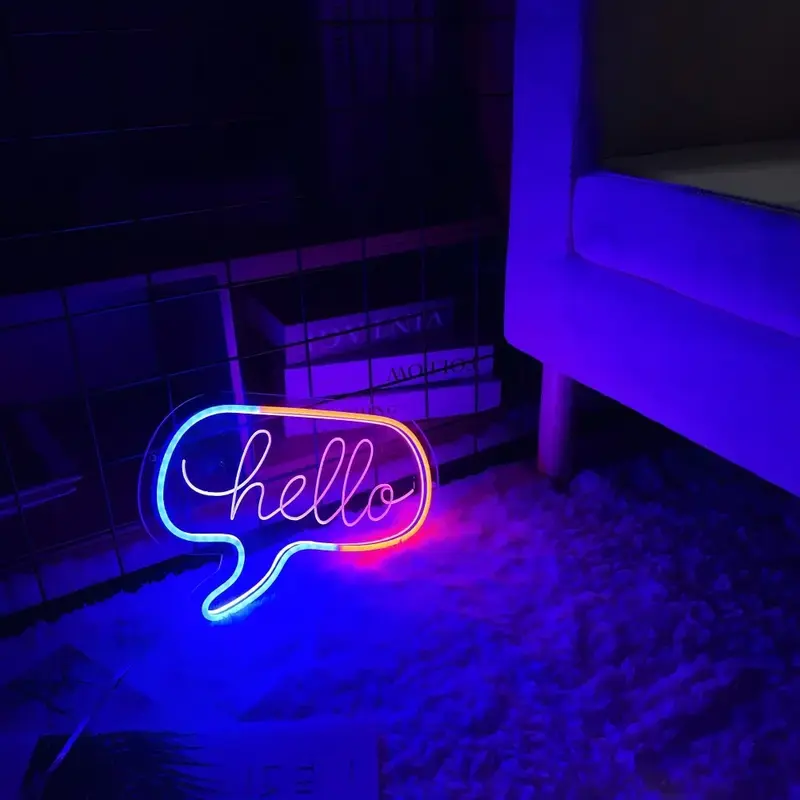 Hello Neon Sign Engrave Personality Led Lights Letters For Room Decors Aesthetic Coffee Bar Neon Wall Decoration Support Custom