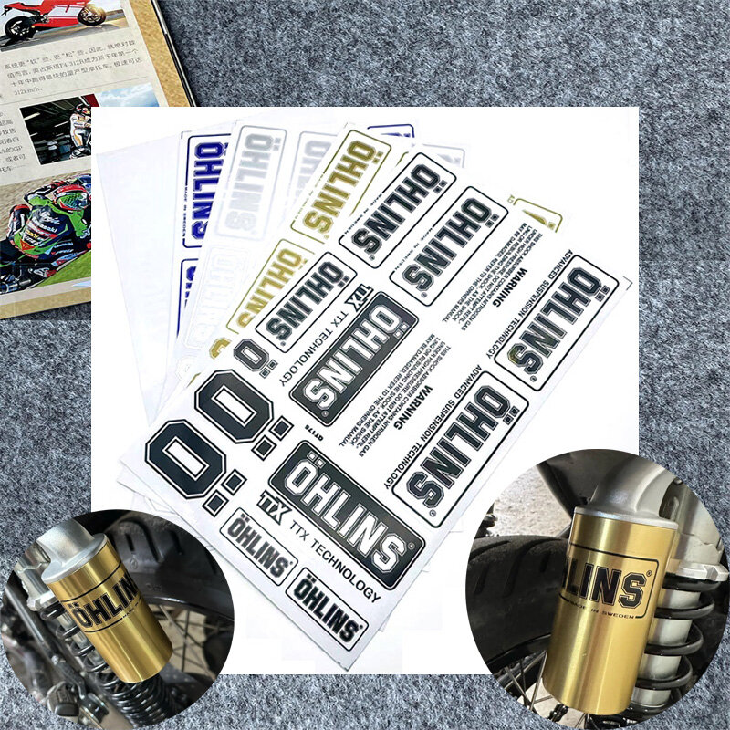 Motorcycle Sticker OHLINS Decal Moto Fork Suspension Clear Logo Decals Waterproof For Nmax 155 R1200GS R1250GS TMAX500 DUKE390