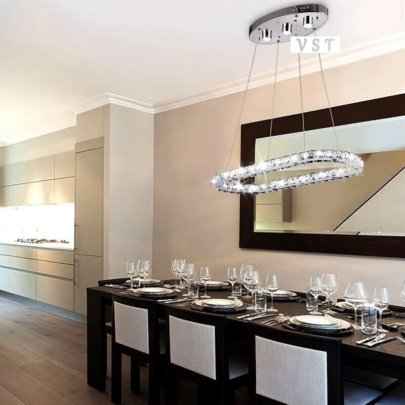 Moderno soggiorno creativo sospendere lampadario di cristallo leggero in acciaio inossidabile oblungo atmosfera di lusso lampada a sospensione a LED