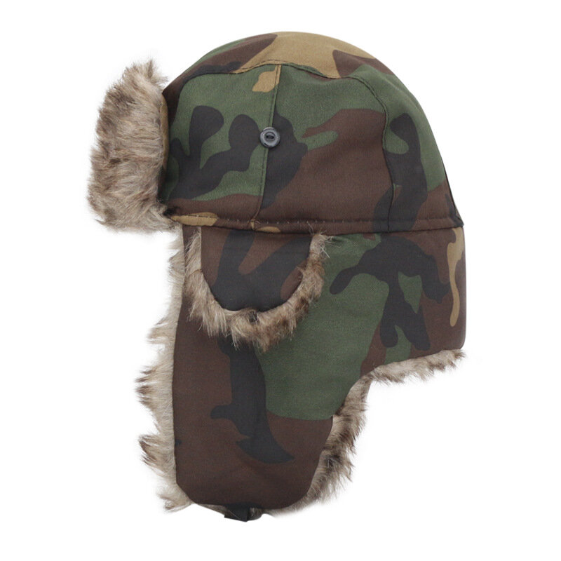 Zimowy ciepły Bomber kapelusz kobiety mężczyźni wojskowa armia radziecka odznaka rosja Ushanka czapka zewnątrz Faux futerka czapki