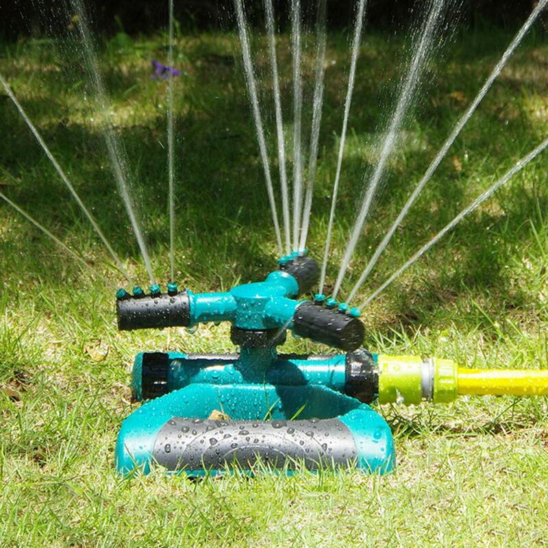 1 Set Garden Sprinkler Controllable Watering Range Auto Rotation Hydraulic Drive Butterfly Base 3 Propeller Nozzles Irrigation S