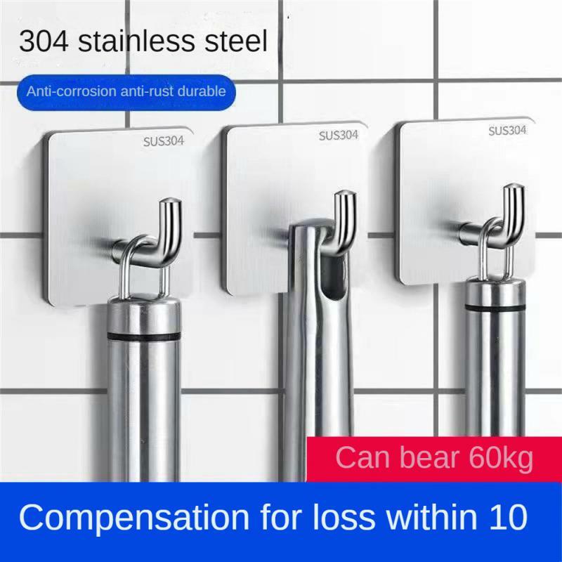 Stainless Steel Wall Hook Non-perforated Strong Load-bearing Viscose Hanging Cloth Trunk Hook Bathroom Rack Organizer