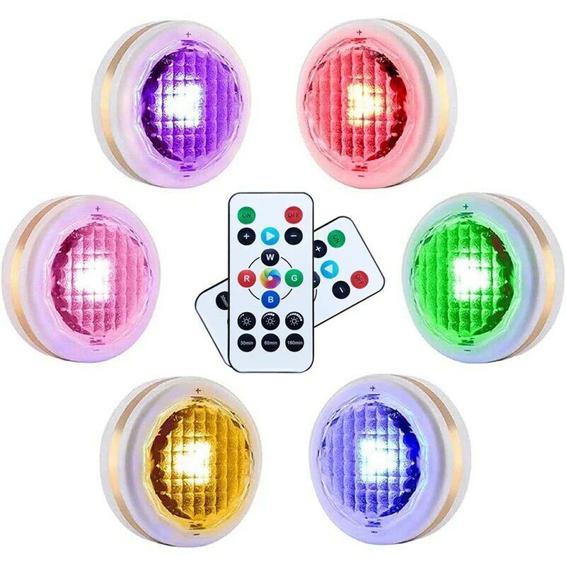 Wireless LED Puck Lights With Remote Control,LED Under Cabinet Lighting,Puck Lights Battery Operated,Closet Light,6 Pack Promoti