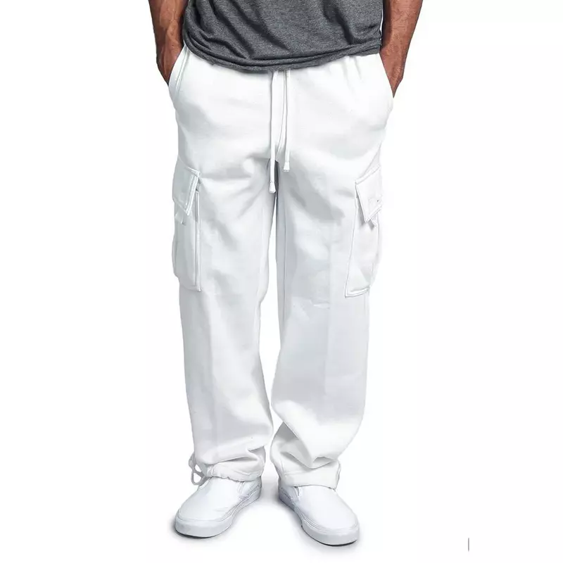 Luźny, prosty kombinezon męski typu All-In-One z wieloma kieszeniami i solidny kolor spodnie