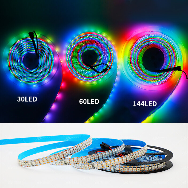 Bande lumineuse RGB LED adressable, 1 ~ 5m, WS2812B, WS2815, 5050, 30/60/74/96/144 pixels/m, WS2812 IC, bande lumineuse pour documents complets, néon programmable