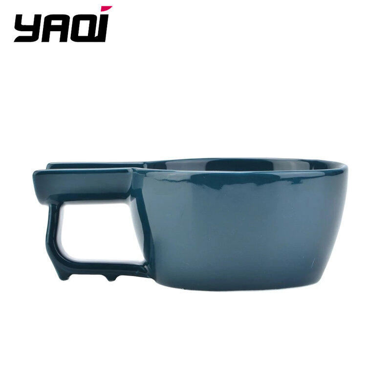 Yaqi alta qualidade azul escuro cor cerâmica tigela de barbear para homens escova de barbear sem logotipo
