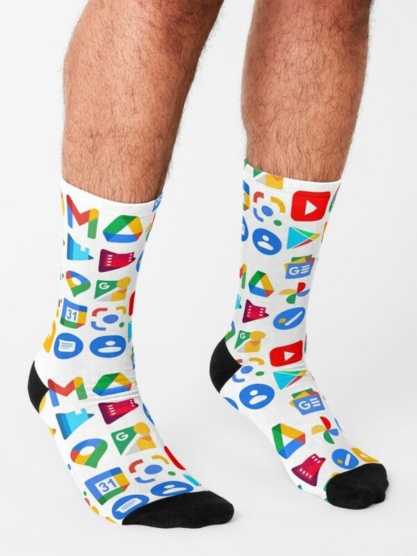 Google apps-Calcetines de baloncesto para hombre y mujer, medias de lujo, a la moda, aplicaciones android