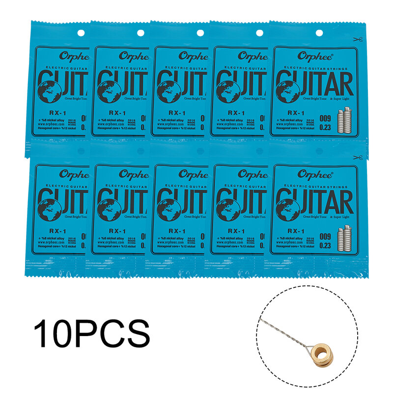 10PCS Electric Guitar 1st E-String(.009) Orphee Single Strings  Replacement RX-1 String Beginners Guitar Parts Accessories
