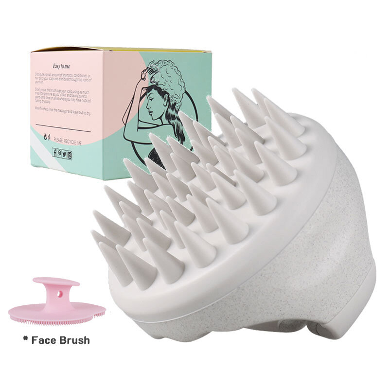 Scalp Brush Massager Sculp Scrubber Brush Trigo Straw Biodegradável Silicone Shampoo Brush Hair Scalp Massager Para O Crescimento Do Cabelo