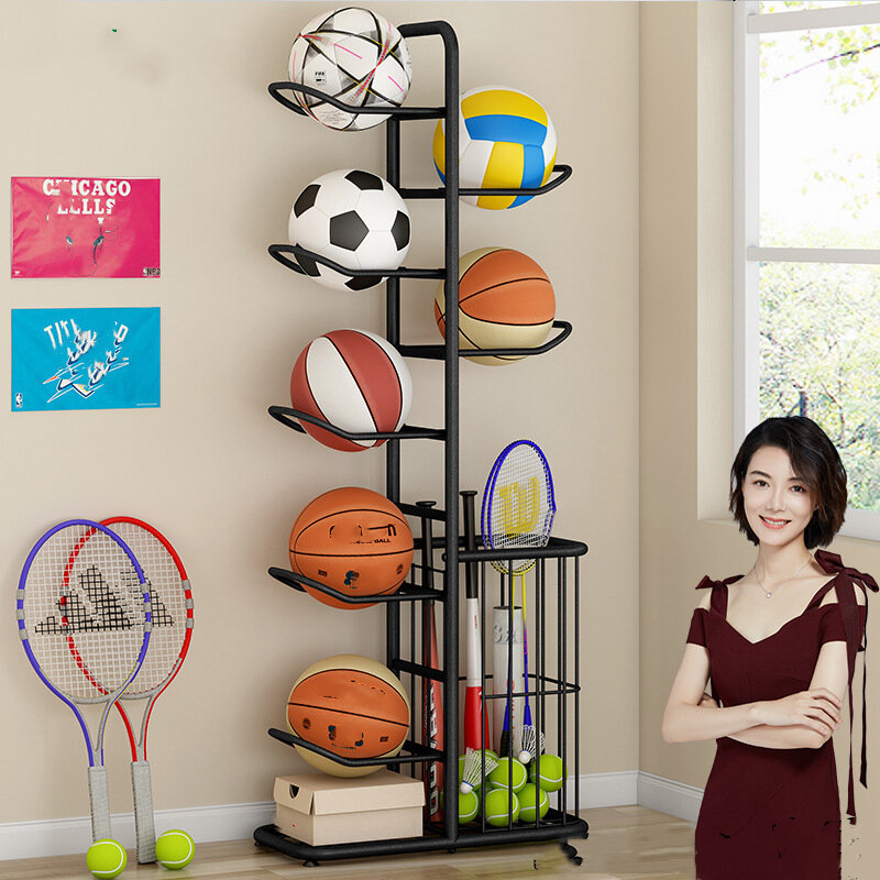Zuhause Indoor Kinder Basketball Fußball Volleyball Badminton Schläger Lager regal Ball Rack einfache Lager regal