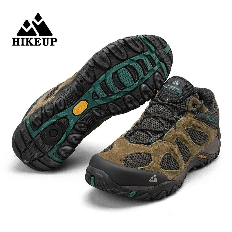 Hikeup-Respirável Splashproof Outdoor Caminhada Sapatos para Homens, Esporte de Escalada, Caça Trekking Sneaker
