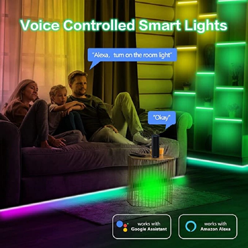 Kit Pengontrol WIFI Lampu Neon RGB Kontrol Aplikasi 5050 Dekorasi Kamar Latar Belakang TV 12V Lampu Strip LED Pita Alexa Magic Rumah