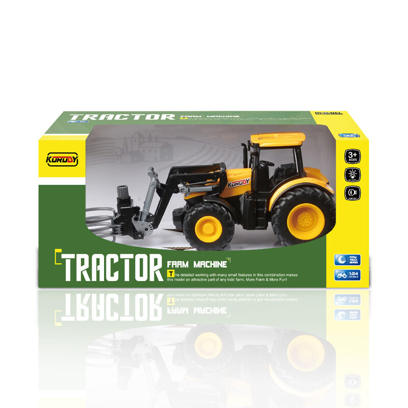 Mobil mainan anak laki-laki, mobil mainan traktor mobil rekayasa, Model kendaraan pertanian geser, mobil mainan anak laki-laki B198