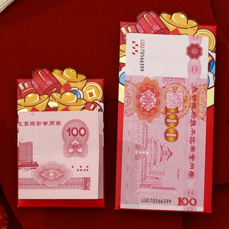 ซองแดงปีใหม่จีน6ชิ้นซองจดหมาย2024รูปมังกร Hongbao โชคดีเงินแพ็คเก็ตสีแดงสำหรับตกแต่งเทศกาลฤดูใบไม้ผลิ