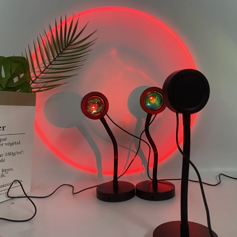 USB Sunset Lamp para estudante, projetor LED, arco-íris luz, luz noturna de néon, decoração de férias, bar atmosfera, fotografia fundo