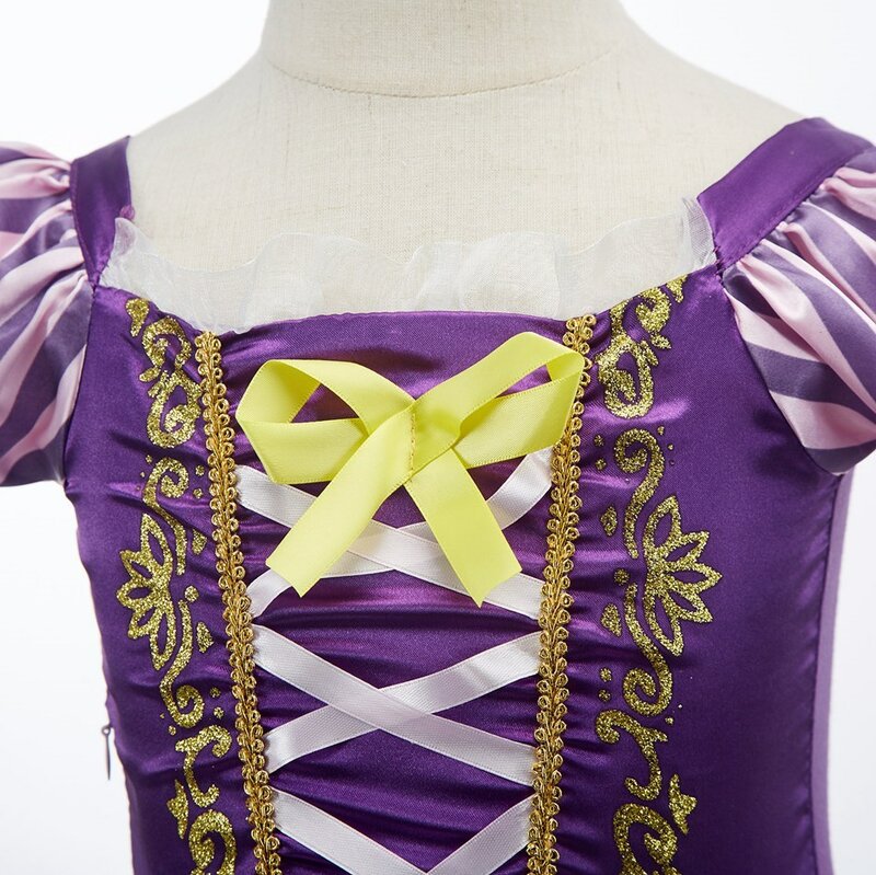 Vestido de princesa emaranhado Rapunzel para meninas, fantasia cosplay para crianças, festa de aniversário, verão, 2-8t