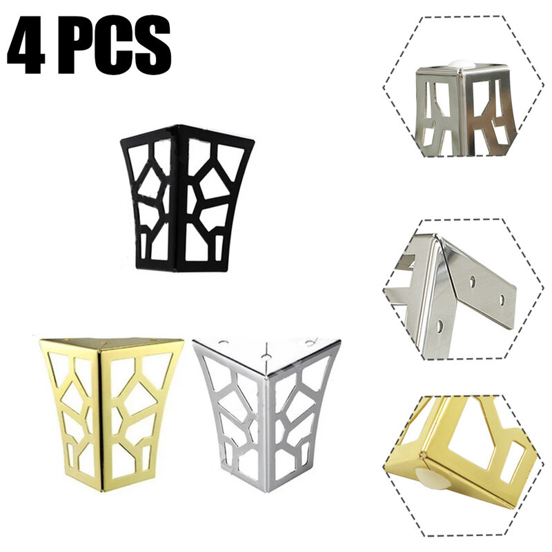 Patas de Metal ahuecadas para muebles, soportes modernos de hierro dorado, negro y plateado, 4 piezas, 1,2mm