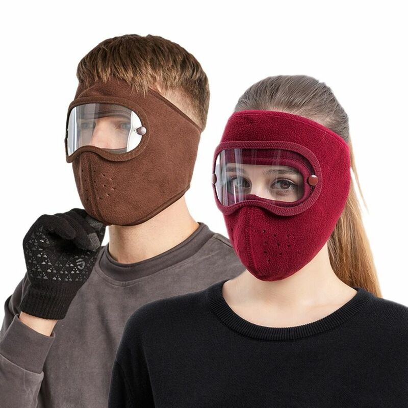 Fleece Ski Masks Breathable Dustproof Windproof Earmuffs Mask Face Shield Anti Fog Lens Protection Woolen Face Mask Male