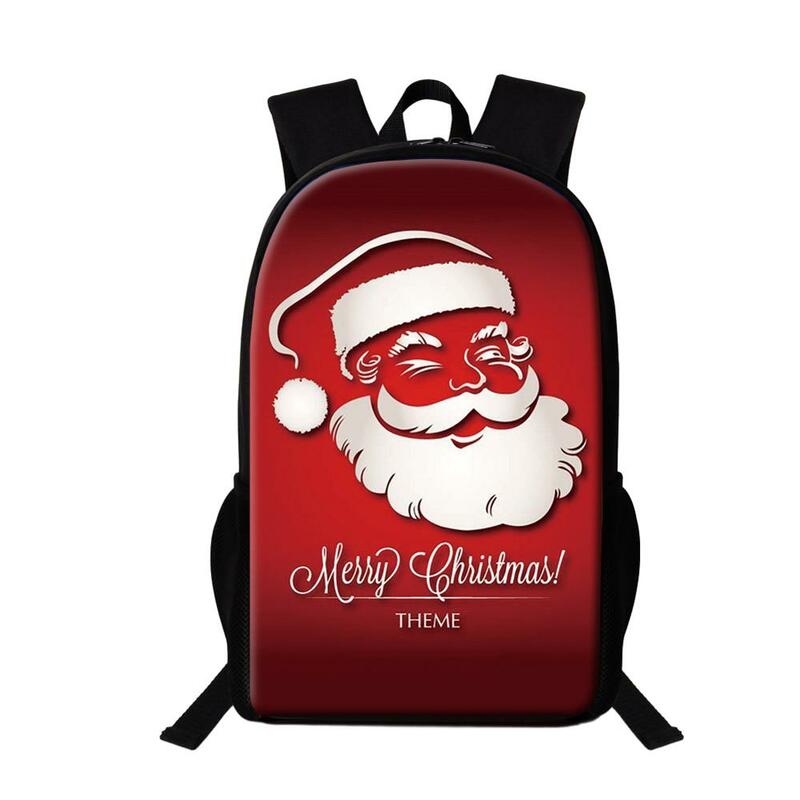 Papai Noel imprimindo mochilas escolares para homens e mulheres, mochila de feliz natal, mochila de moda, multifuncional, presente para estudantes