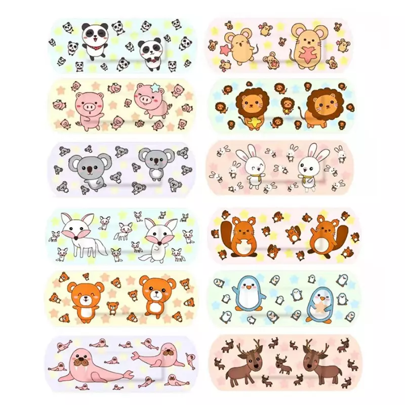 120pcs/lot Kawaii Cartoon Animal Pattern Waterproof Band Aid Hemostasis Adhesive Baby Bandages Wound Plaster Patches for Kids