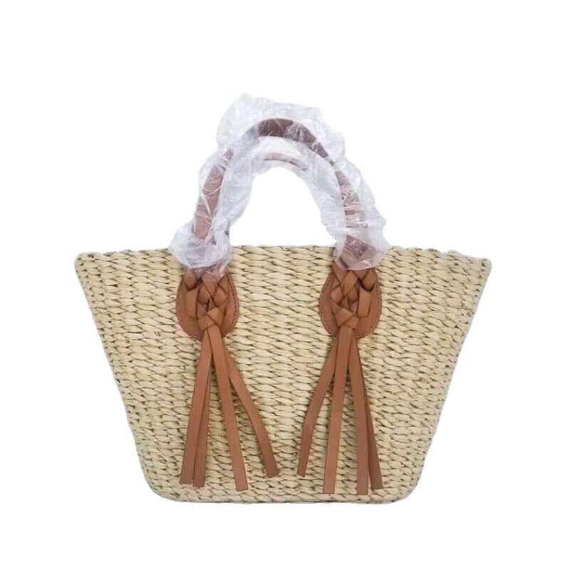 Luksusowy design słomiane tkane torby z grubej bawełny letnie dorywczo torebki o dużej pojemności nowe modne plażowe damskie na ramię prosty styl zakupy