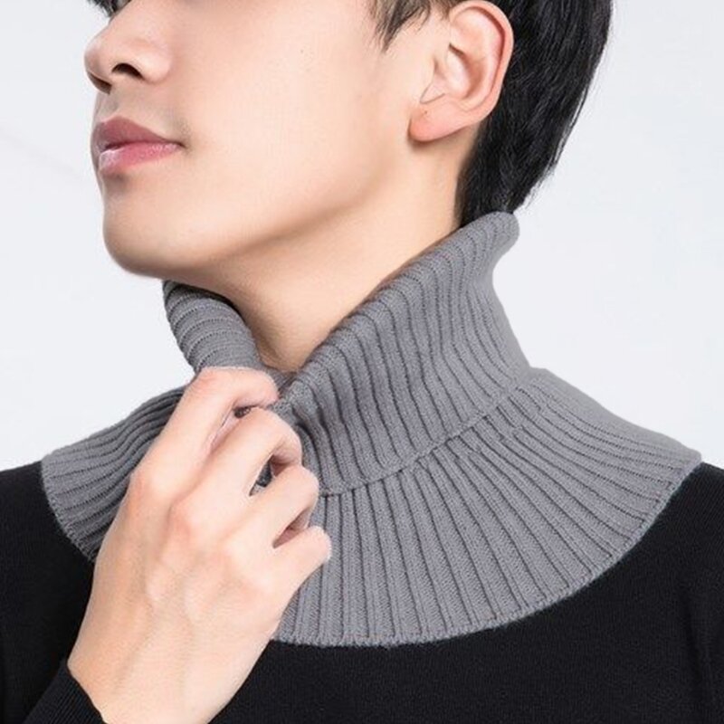 Men Women Fake Collar Scarf Knitted Elastic False Collar Winter Windproof Scarf