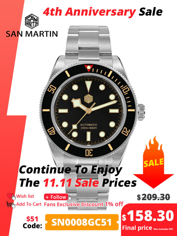 San Martin jam tangan Diver otomatis, 40mm BB58 Retro NH35 jam tangan Mekanikal otomatis untuk pria safir bercahaya 20Bar Reloj SN0008