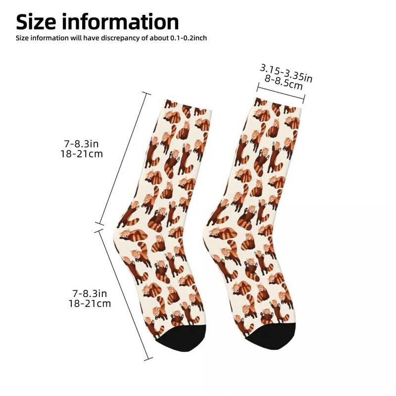 Cute Panda impresso meias para homens e mulheres, meias vermelhas, masculino, outono