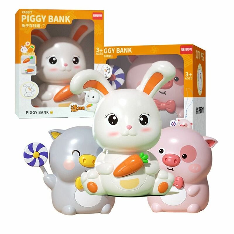Caja de monedas de juguete de animales de dibujos animados, caja de monedas, caja de dinero, hucha, decoración del hogar, conejo, cerdo