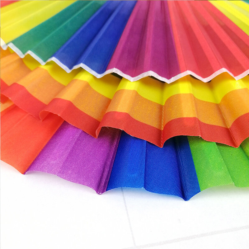 Abanico plegable de arcoíris para decoración y boda, ventilador Gay de 23cm, 100%, nuevo