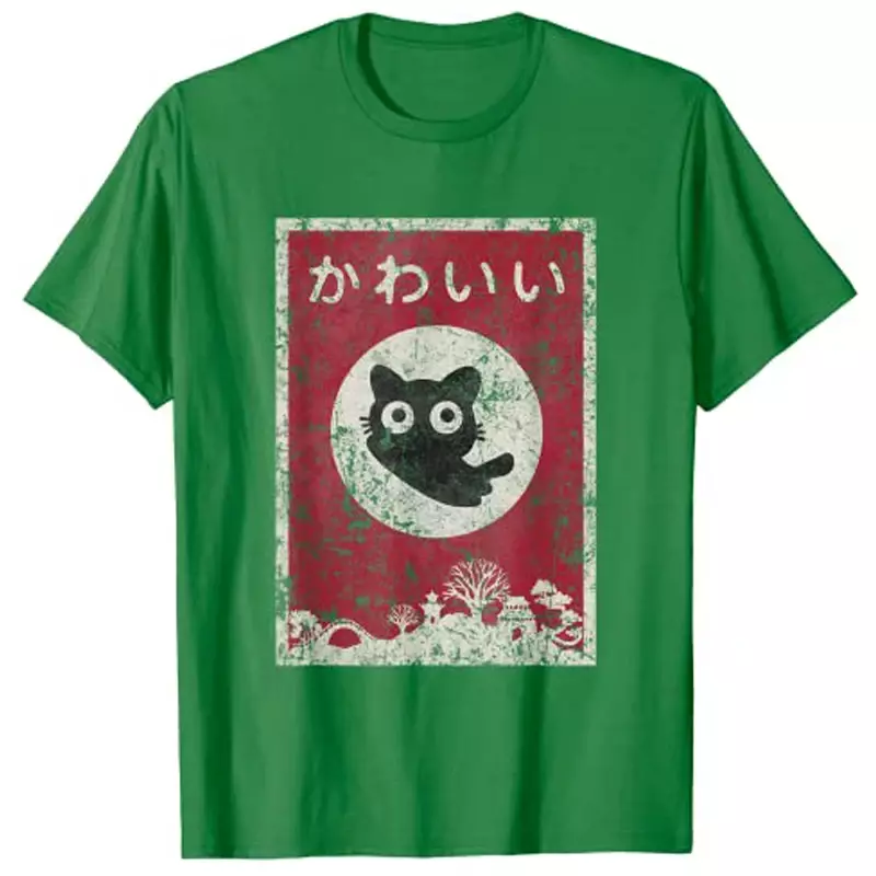 Kawaii Katze japanische schwarze Anime Kitty T-Shirt Frauen y2k Kleidung Cartoon Kätzchen Grafik Outfits Harajuku Kurzarm T-Shirts