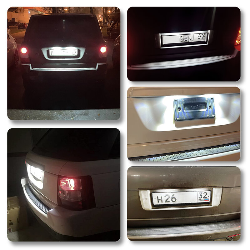 For LAND ROVER Range Rover L322 2003 2004 2005 2006 2007 2008 2009 -2012 2pcs LED License Number Plate Light Canbus # XFJ000020
