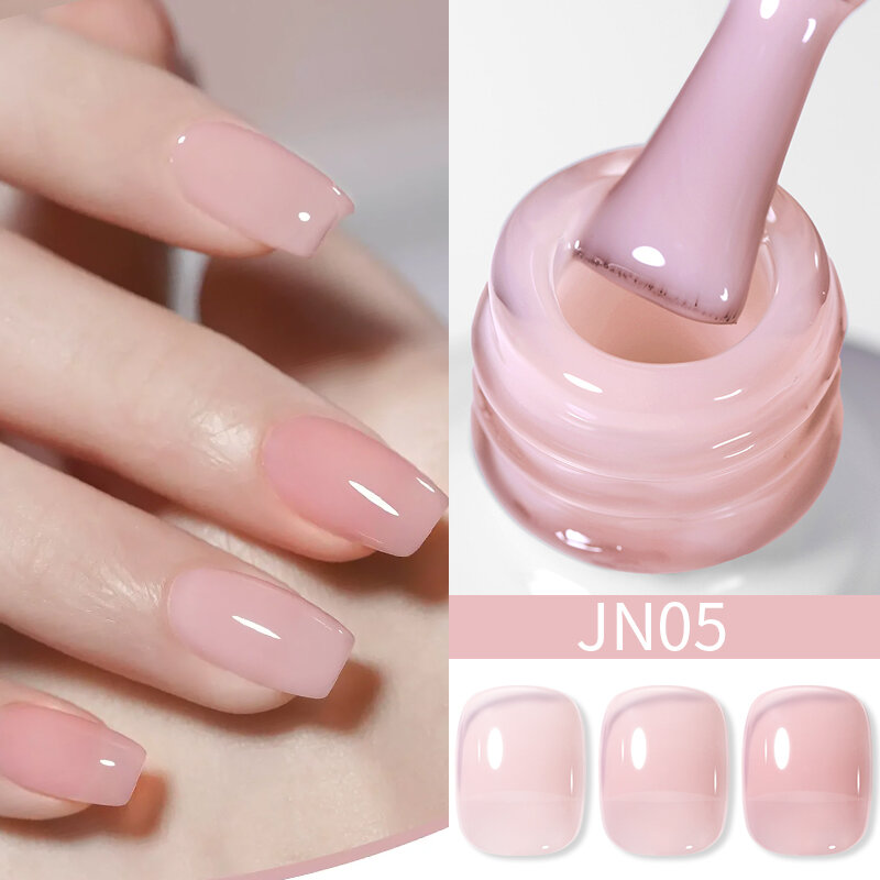 BORN PRETTY Jelly Nude Gel Nail Polish 10ml Light Pink Peach Translucent Color UV Light Cure Gel Varnish Nail Art DIY at Home