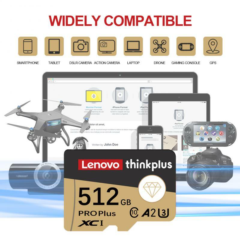 Lenovo 2 ТБ карта памяти 1 ТБ, высокоскоростная Full HD видеокарта 512 ГБ, мини SD-карта 256 ГБ, 128 ГБ, 64 ГБ, микро-карта для телефона/планшета/ПК