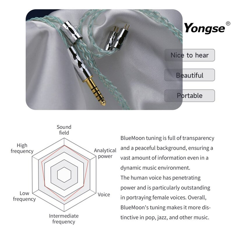 Yongse bluemoon 5n reines silber 6n versilbertes kupfer kopfhörer upgrade kabel 3. 0 ie200 n5005 simogt epz tfz tangzu cvj assassin