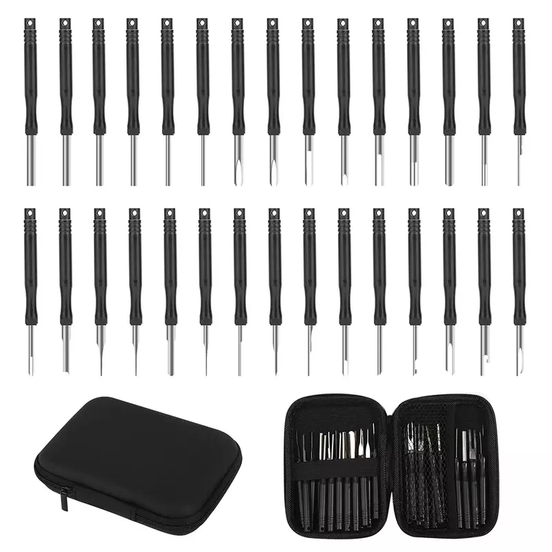30PCS Car Cable Plug Removal Tools Pin Extractor Repair Remover Key Tools With Box Car Repair Tools Automobiles Stylus