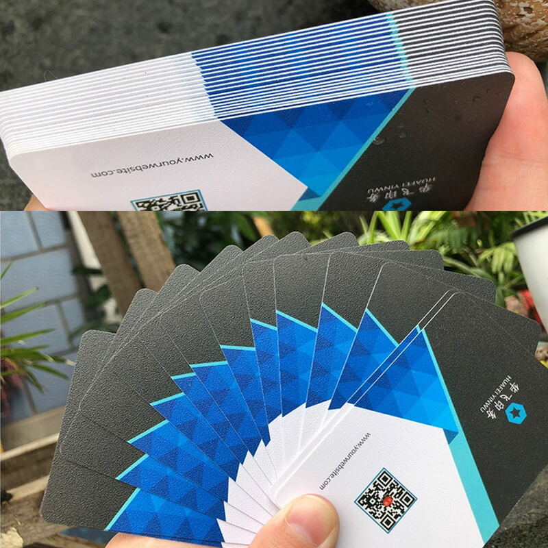 Tarjetas de visita de PVC personalizadas, tarjeta de visita redonda de Instagram, Cornor para oficina, diseño gratuito, código QR, resistente al agua, diseño gratuito