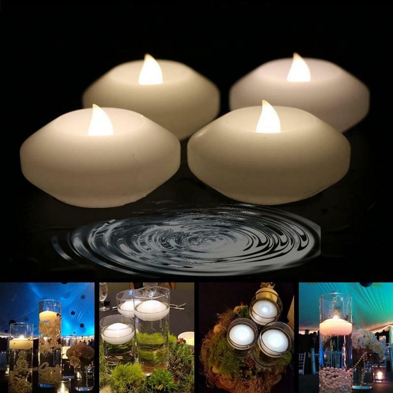 Floating Tea Light Flicke Electronic Candle Battery Powered Floating On Water Tealight For Wedding Party Decor