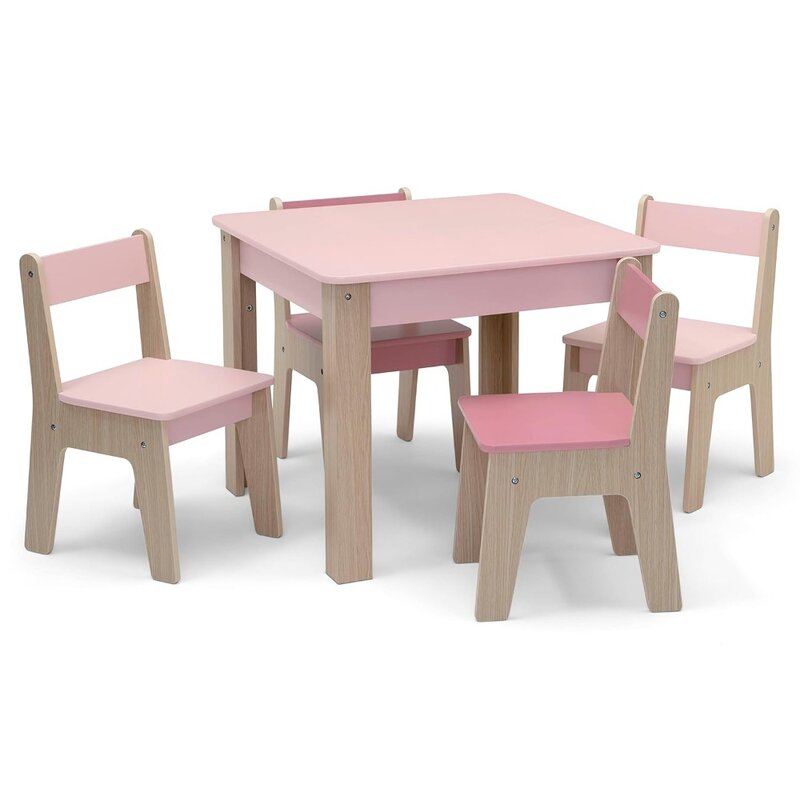 GI-GapKids-Ensemble table et 4 chaises, blush/naturel, Greenguard Gold ignorent