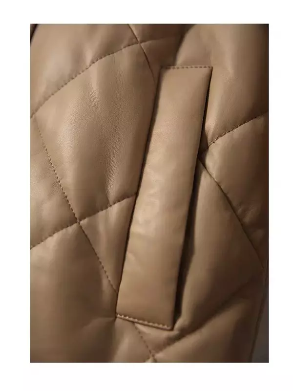 2023 Winter New Genuine Lambskin Leather Jacket Warm Goose Down Jacket E83
