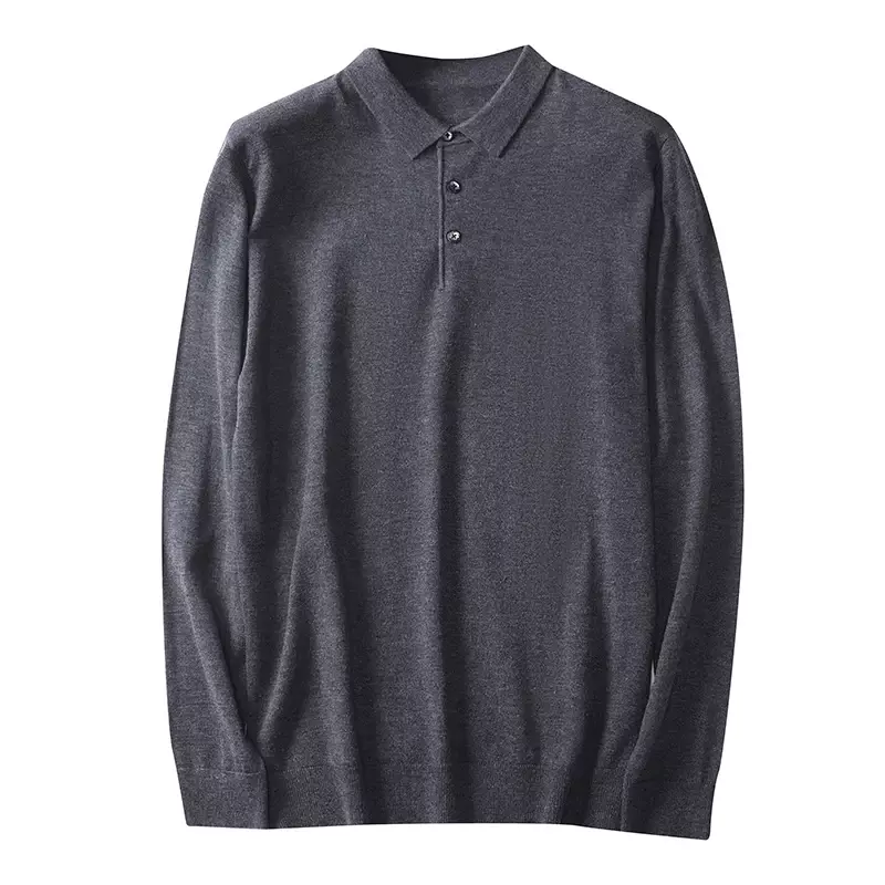 2023 nowe jesienne i zimowe swetry męskie klapy z długim rękawem koszulka Polo ciepłe i modne dziergany dół koszula wkładana przez głowę