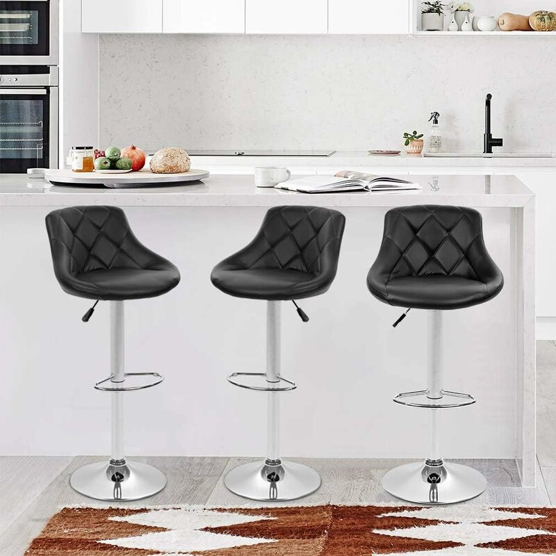 Bar Stools Set of 2 Barstools Swivel Stool Height Adjustable Bar Chairs with Back PU Leather Swivel Bar Stool Kitchen Counter
