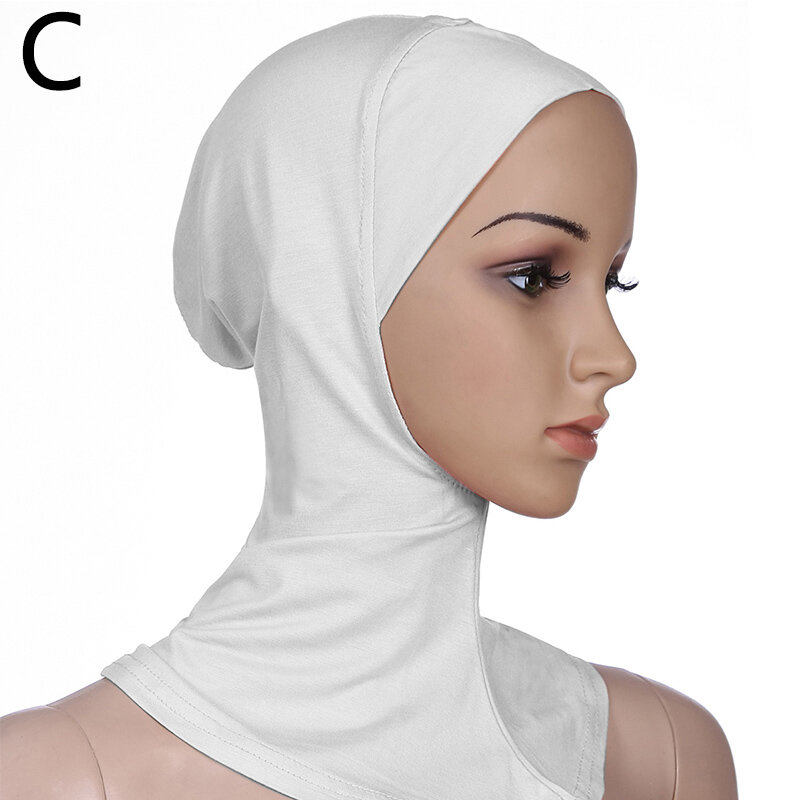 Turbante de algodão muçulmano para mulheres, capa completa, tampas hijab internas, lenço islâmico, gorro monocromático, cabeça e lenço de pescoço
