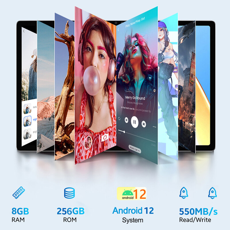 Neue 10,1 Zoll 4g Netzwerk Tablet PC 8GB RAM 256GB ROM Android 12 Dual-SIM-Karten Bluetooth-WLAN GPS-Tablets 5 GB WLAN