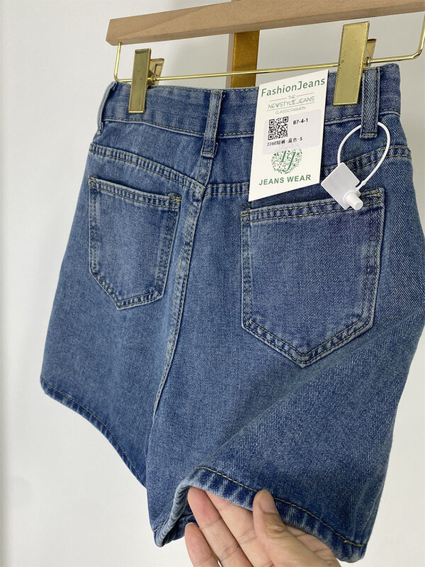 Pantalones cortos de mezclilla azul para mujer, ropa de calle de los años 90, Y2k, Harajuku, coreano, Vintage, cintura alta, pantalones cortos de línea A, ropa de Jeans